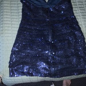 Blue sequin halter dress